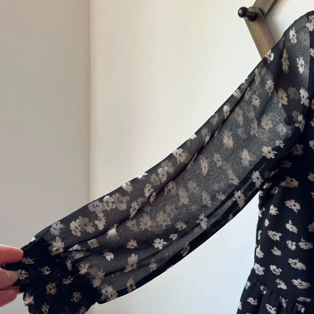 Madewell Mistlight Mockneck Dress in Seattle Floral Black Size S - Picture 7 of 16